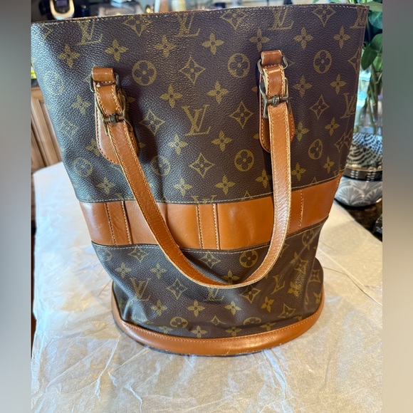 Louis Vuitton Monogram bucket brown bag purse authentic leather - Picture 1 of 9